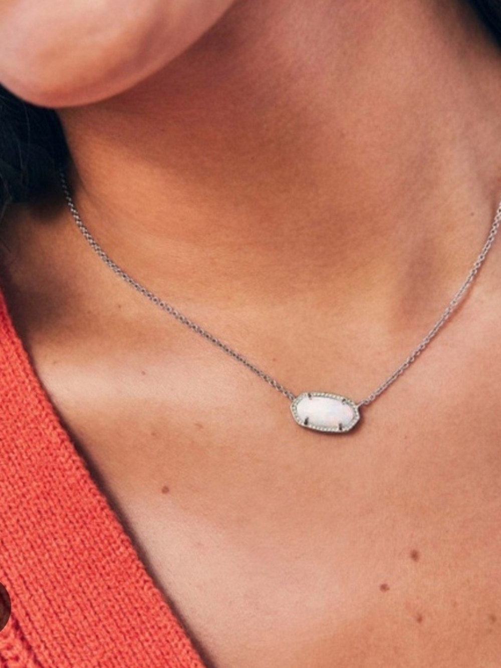 Kendra Scott Elise Necklace Opal With Silver Chain